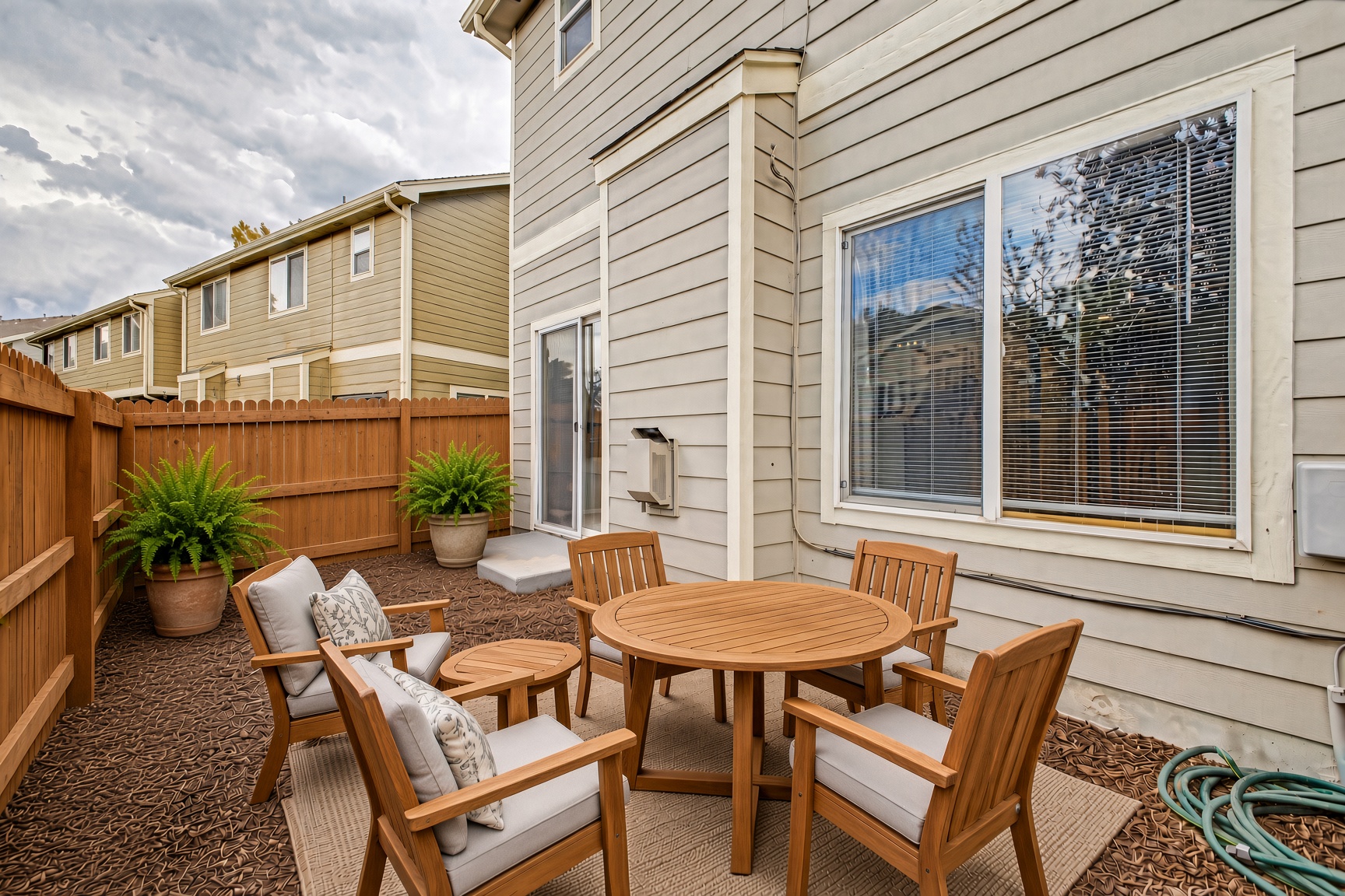 Private fenced backyard patio