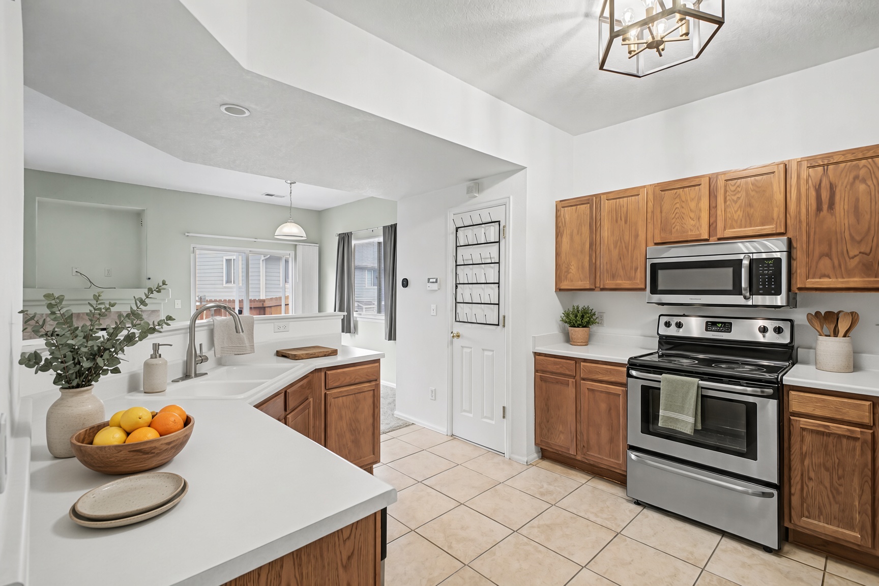 Kitchen with island and stainless-steel appliances