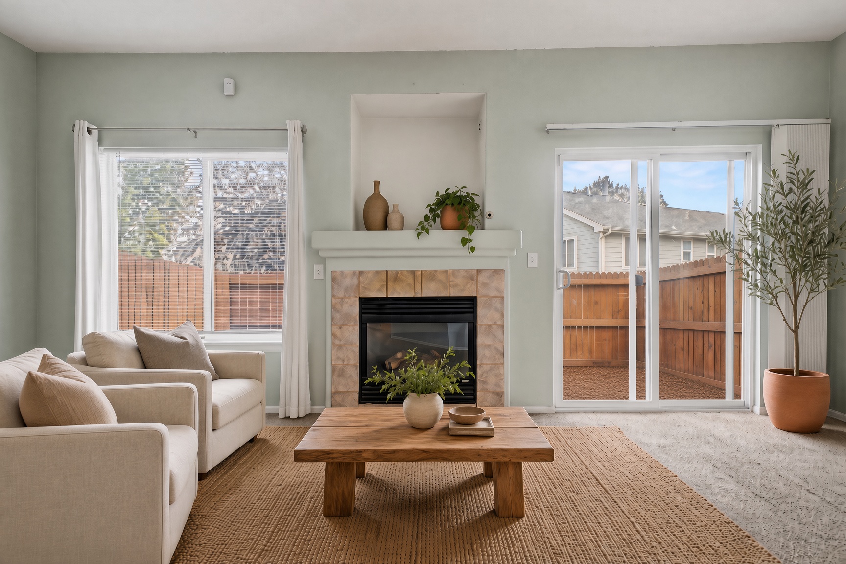 Living room with fireplace
